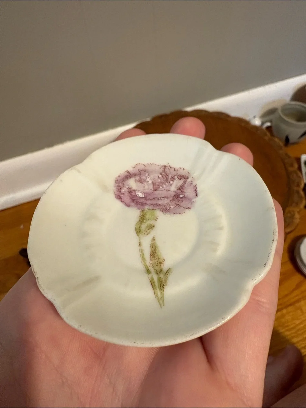 Butter Pat with Pink Carnation